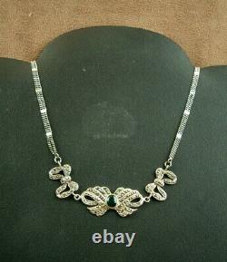 Beautiful Antique Silver Necklace Set with Gemstones