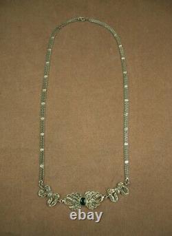 Beautiful Antique Silver Necklace Set with Gemstones