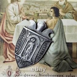 Beautiful Antique Silver Pendant / Medal of Saint Clotilde by the Engraver