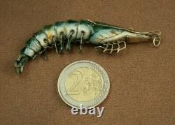 Beautiful Antique Solid Silver Enameled Shrimp Pendant