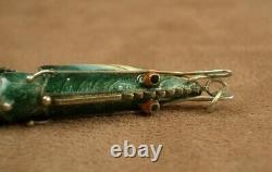 Beautiful Antique Solid Silver Enameled Shrimp Pendant