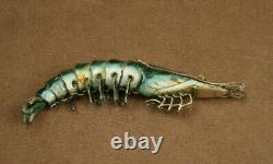 Beautiful Antique Solid Silver Enameled Shrimp Pendant