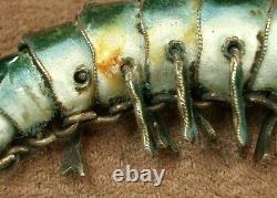 Beautiful Antique Solid Silver Enameled Shrimp Pendant