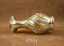 Beautiful Antique Solid Silver and Chiseled Vermeil Vase of Flowers