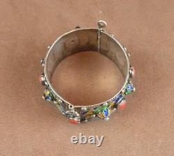 Beautiful Bracelet Cuff Ancient Berbere Kabyle In Silver Email And Coral