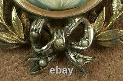 Beautiful Broche Ancienne In Argent Massif Peinture Miniature Portrait Women 19th