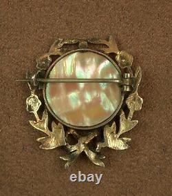 Beautiful Broche Ancienne In Argent Massif Peinture Miniature Portrait Women 19th