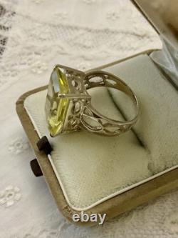 Beautiful Citrine Sterling Silver, Original Antique Ring, Designer