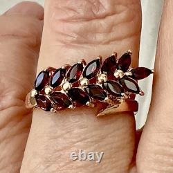 Beautiful Garnet Antique Ring in Rose Gold, Solid Silver, Jewelry