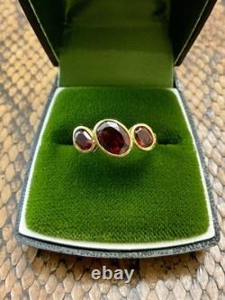 Beautiful Garnet, Vermeil, Silver, Antique Trilogy Ring Solid Silver Art Deco