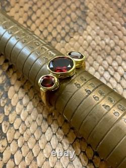 Beautiful Garnet, Vermeil, Silver, Antique Trilogy Ring Solid Silver Art Deco