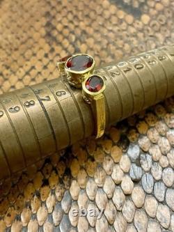 Beautiful Garnet, Vermeil, Silver, Antique Trilogy Ring Solid Silver Art Deco