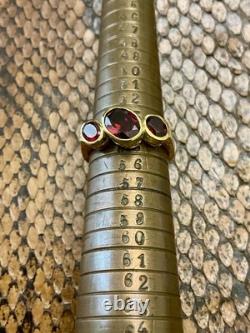 Beautiful Garnet, Vermeil, Silver, Antique Trilogy Ring Solid Silver Art Deco