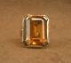 Beautiful Important Antique Ring Solid Silver And Gold Large Orange Stone