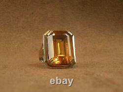 Beautiful Important Antique Ring Solid Silver and Gold Large Orange Stone