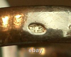Beautiful Important Antique Ring Solid Silver and Gold Large Orange Stone