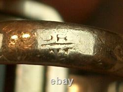Beautiful Important Antique Ring Solid Silver and Gold Large Orange Stone