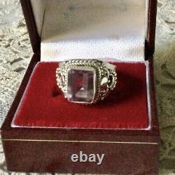 Beautiful Large Ancient Silver Ring Massif, Royal Amethyst