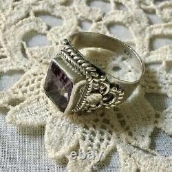 Beautiful Large Ancient Silver Ring Massif, Royal Amethyst