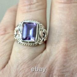 Beautiful Large Ancient Silver Ring Massif, Royal Amethyst