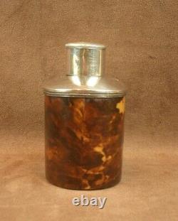 Beautiful Large Antique Solid Silver Whisky Flask