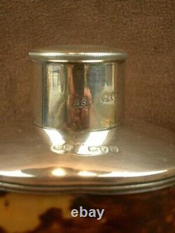 Beautiful Large Antique Solid Silver Whisky Flask