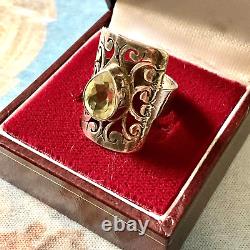 Beautiful Large Ring Old Scissors Veritable Citrine, Silver Massif