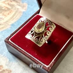 Beautiful Large Ring Old Scissors Veritable Citrine, Silver Massif