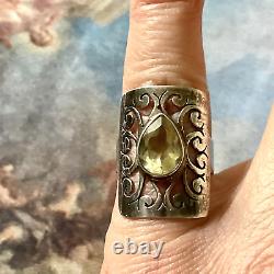 Beautiful Large Ring Old Scissors Veritable Citrine, Silver Massif