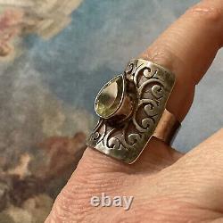 Beautiful Large Ring Old Scissors Veritable Citrine, Silver Massif