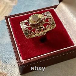 Beautiful Large Ring Old Scissors Veritable Citrine, Silver Massif