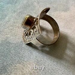 Beautiful Large Ring Old Scissors Veritable Citrine, Silver Massif