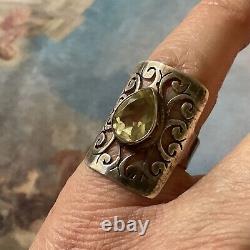 Beautiful Large Ring Old Scissors Veritable Citrine, Silver Massif