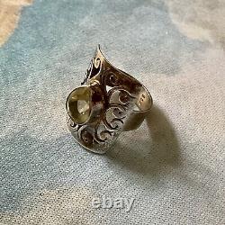 Beautiful Large Ring Old Scissors Veritable Citrine, Silver Massif