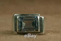 Beautiful Large Ring Tank Old Art Deco Silver Set With One Bluestone