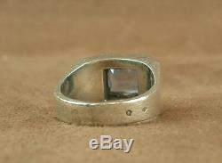 Beautiful Large Ring Tank Old Art Deco Silver Set With One Bluestone