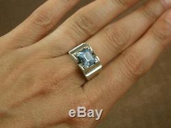 Beautiful Large Ring Tank Old Art Deco Silver Set With One Bluestone