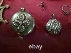 Beautiful Lot of 25 Antique Solid Silver Jewelry Necklace Bracelet Ring 236 Grams