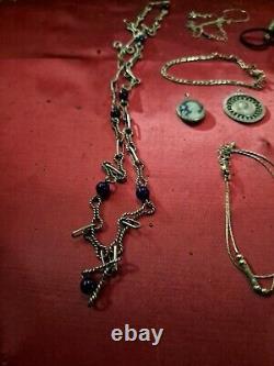 Beautiful Lot of 25 Antique Solid Silver Jewelry Necklace Bracelet Ring 236 Grams