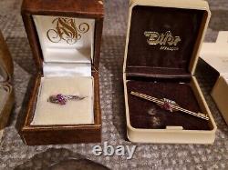 Beautiful Lot of Various Antique Solid Silver Jewelry Gemstones Gold Plated Etc