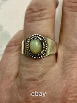 Beautiful Natural Opal Solid Silver, Vintage Art Deco Ring