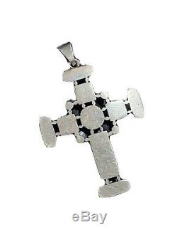 Beautiful Old Cross In Enamels From Bressans Mount Sterling Silver Punched