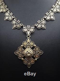 Beautiful Old Necklace Sterling Silver Vermeil Maltese Cross Nineteenth Empire Style