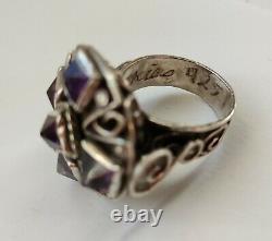 Beautiful Old Ring 1940 Matl Matilde Poulat Mexico Silver 925 Massive Amethyst