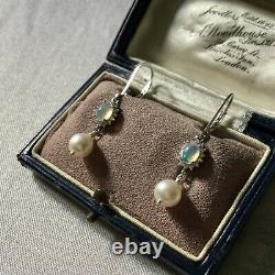 Beautiful Opal Earrings, Baroque Pearl, Massive Silver