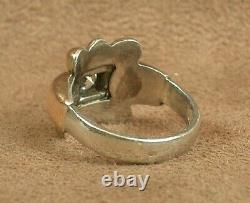 Beautiful Ring Ancient Art Deco Gold And Silver Massif Poincon Mixed Pierre Blanche