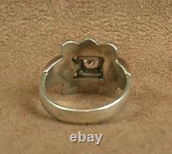 Beautiful Ring Ancient Art Deco Gold And Silver Massif Poincon Mixed Pierre Blanche