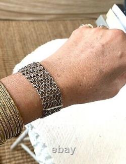 Beautiful Silver Sleeve Bracelet Chains Old 19th Vintage Antique Silver Mesh