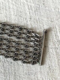 Beautiful Silver Sleeve Bracelet Chains Old 19th Vintage Antique Silver Mesh