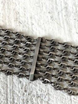 Beautiful Silver Sleeve Bracelet Chains Old 19th Vintage Antique Silver Mesh